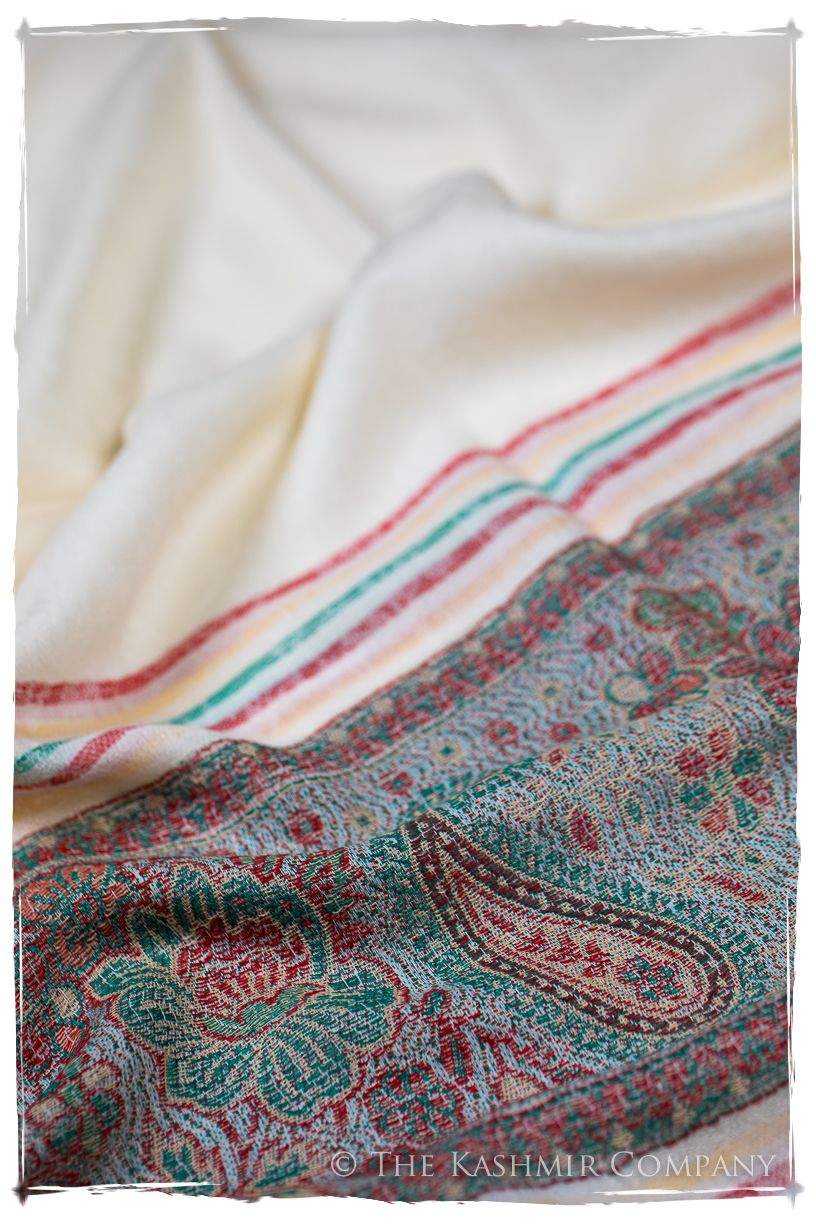 Donatella Frontière Ivory Kashmir Wool Scarf
