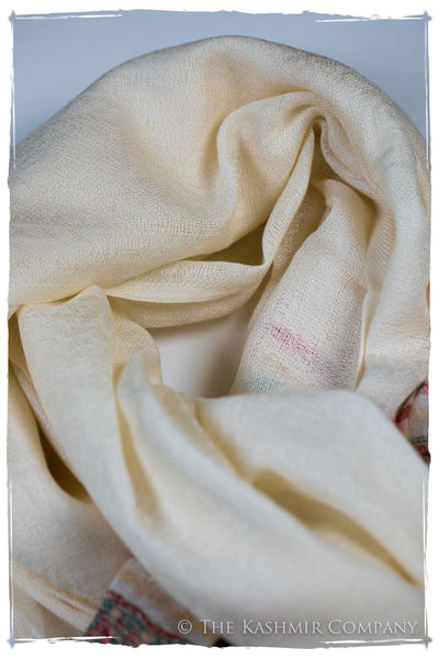 Donatella Frontière Ivory Kashmir Wool Scarf