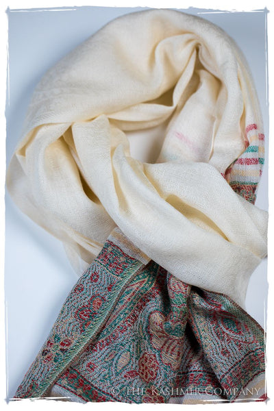 Donatella Frontière Ivory Kashmir Wool Scarf