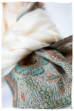 Fabrizia Frontière Ivory Kashmir Wool Scarf