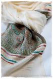 Fabrizia Frontière Ivory Kashmir Wool Scarf