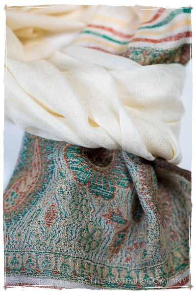 Fabrizia Frontière Ivory Kashmir Wool Scarf