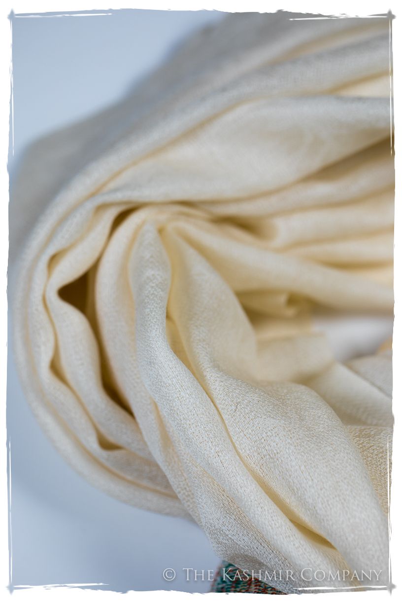 Fabrizia Frontière Ivory Kashmir Wool Scarf