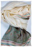 Fabrizia Frontière Ivory Kashmir Wool Scarf