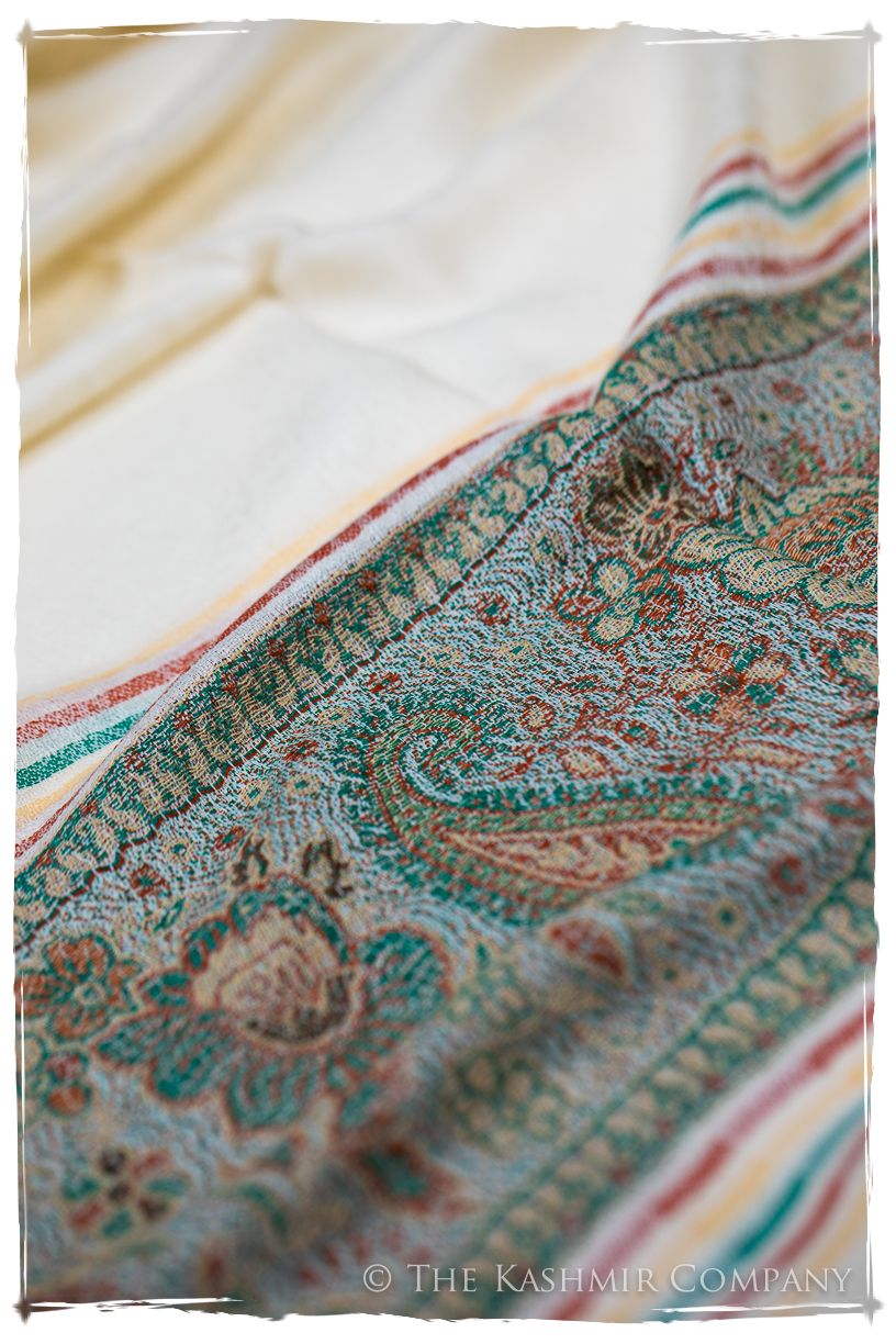 Fabrizia Frontière Ivory Kashmir Wool Scarf