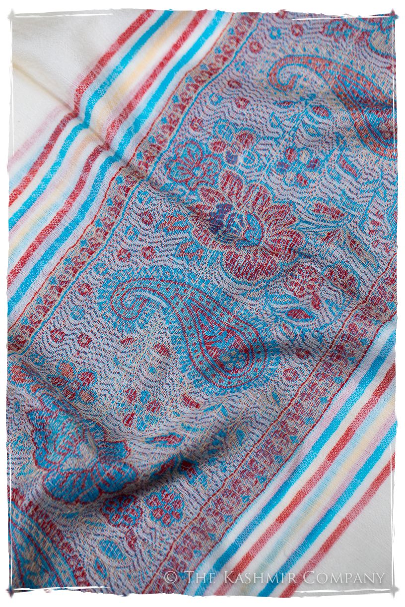 Gelsomina Frontière Ivory Kashmir Wool Scarf