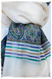 Giovanna Frontière Ivory Kashmir Wool Scarf