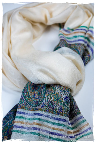 Giovanna Frontière Ivory Kashmir Wool Scarf