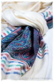 Graziella Frontière Ivory Kashmir Wool Scarf