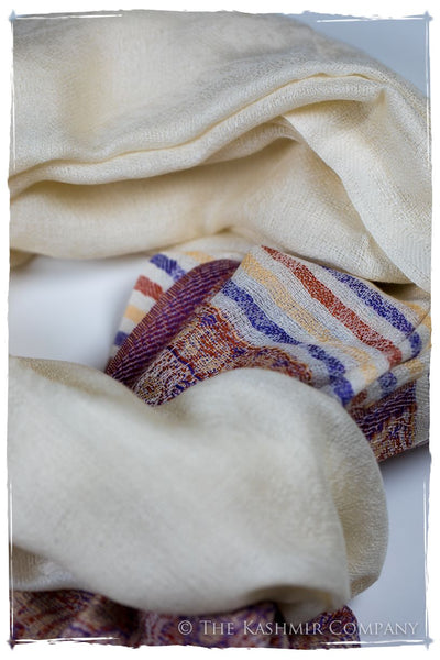 Griselda Frontière Ivory Kashmir Wool Scarf