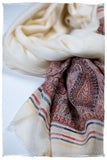 Isabella Frontière Ivory Kashmir Wool Scarf