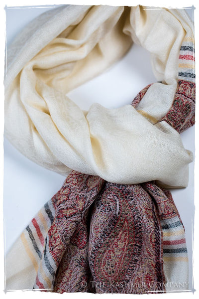 Isabella Frontière Ivory Kashmir Wool Scarf