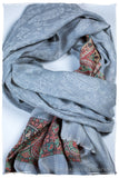 Letizia Frontière Ivory Kashmir Wool Scarf