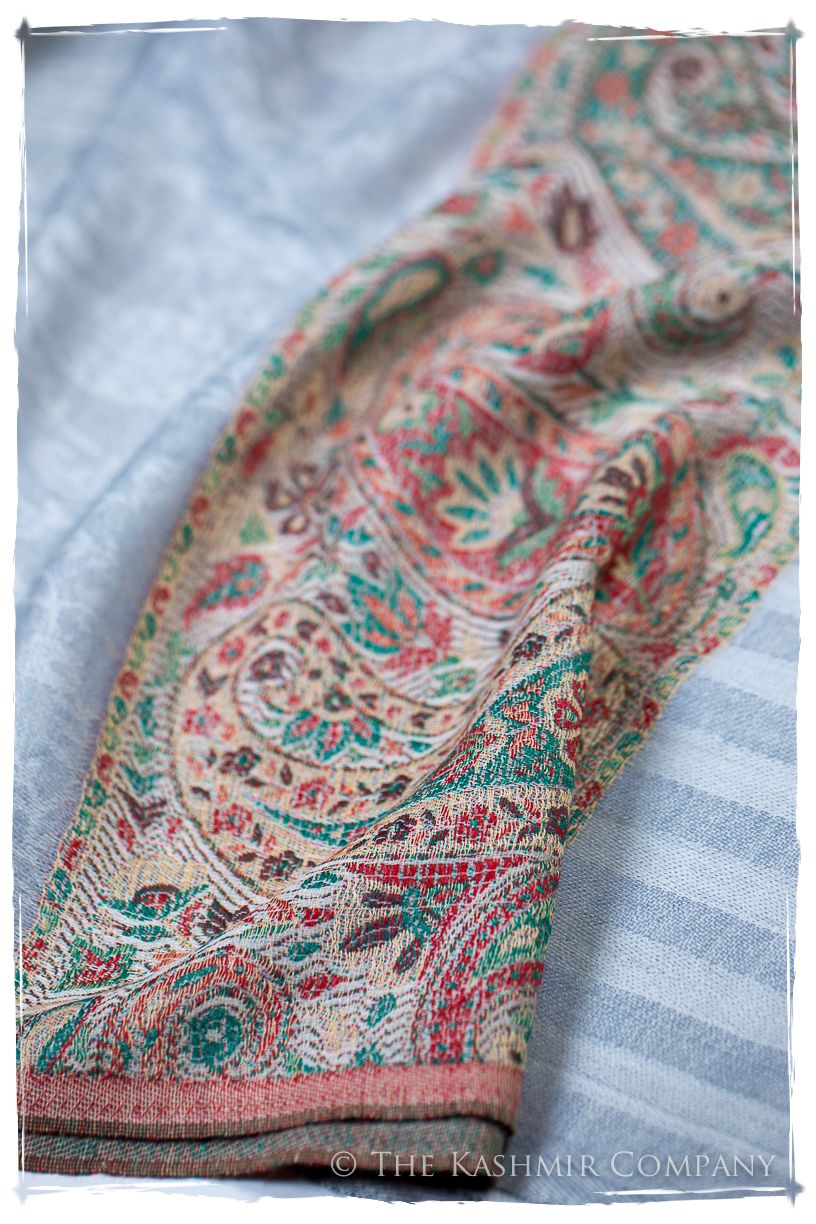 Letizia Frontière Ivory Kashmir Wool Scarf
