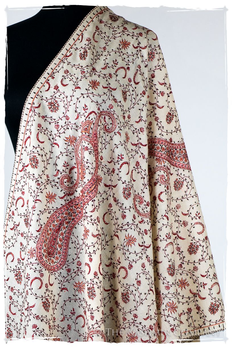 Auroretté Blanché de'Laine Sozni Paisley Orient Shawl