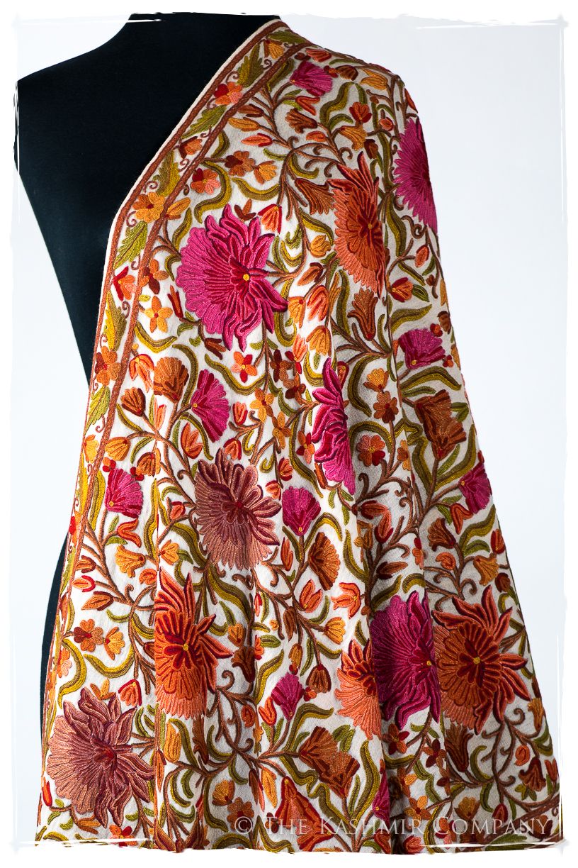 Jardin Brigitte de Bijoux Rouges en Cachemire Antiquaires Shawl