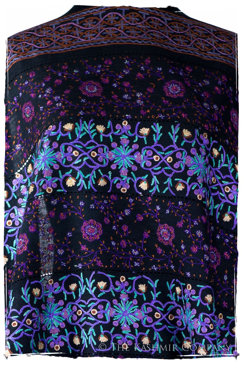 Trois Embroideries Soirée Héritage Bleu Française Antiquaires Shawl