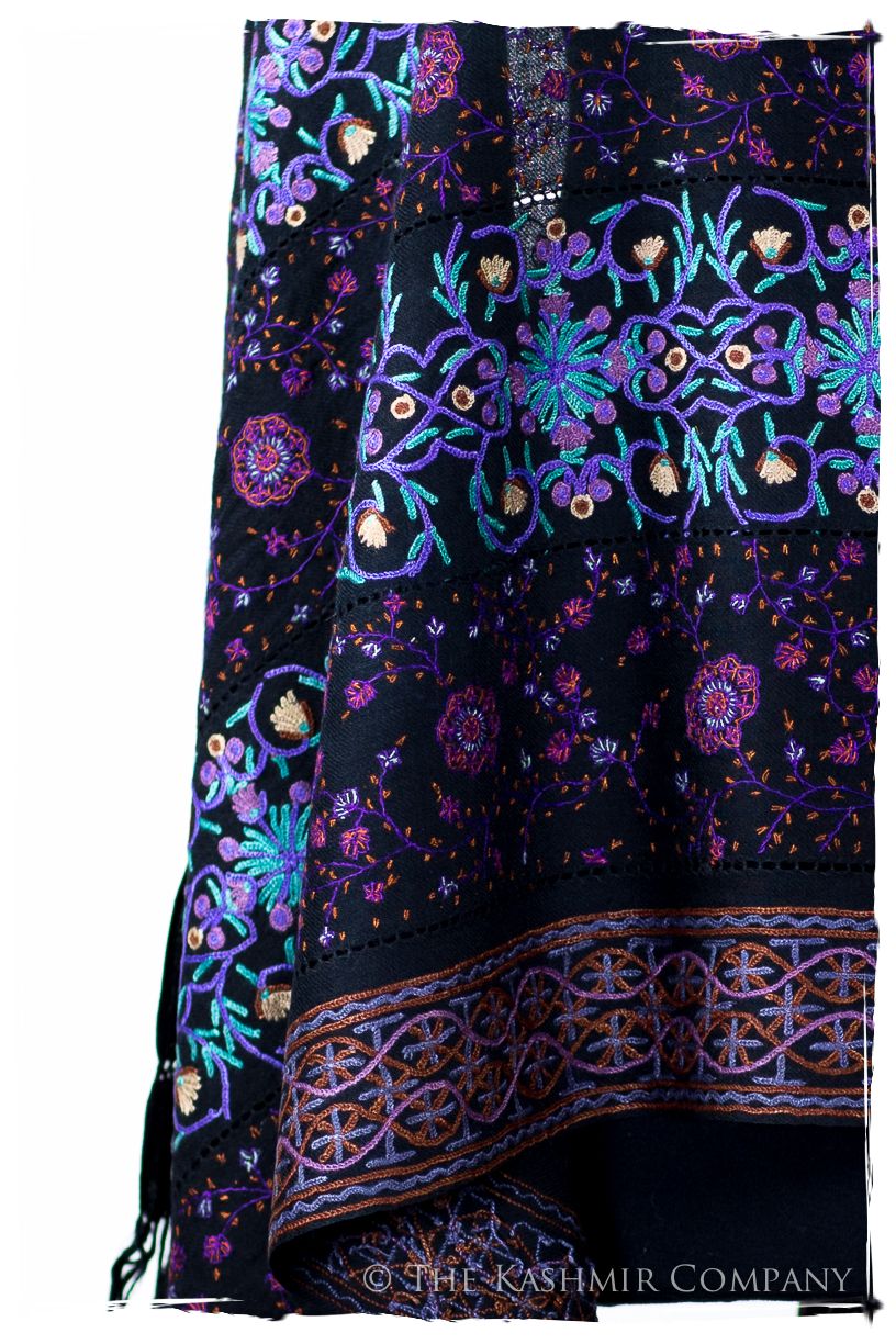 Trois Embroideries Soirée Héritage Bleu Française Antiquaires Shawl