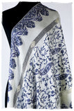 Broderie Française Adele Bleu Tirée Paisley Notre Dame Shawl