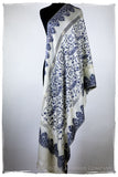 Broderie Française Adele Bleu Tirée Paisley Notre Dame Shawl