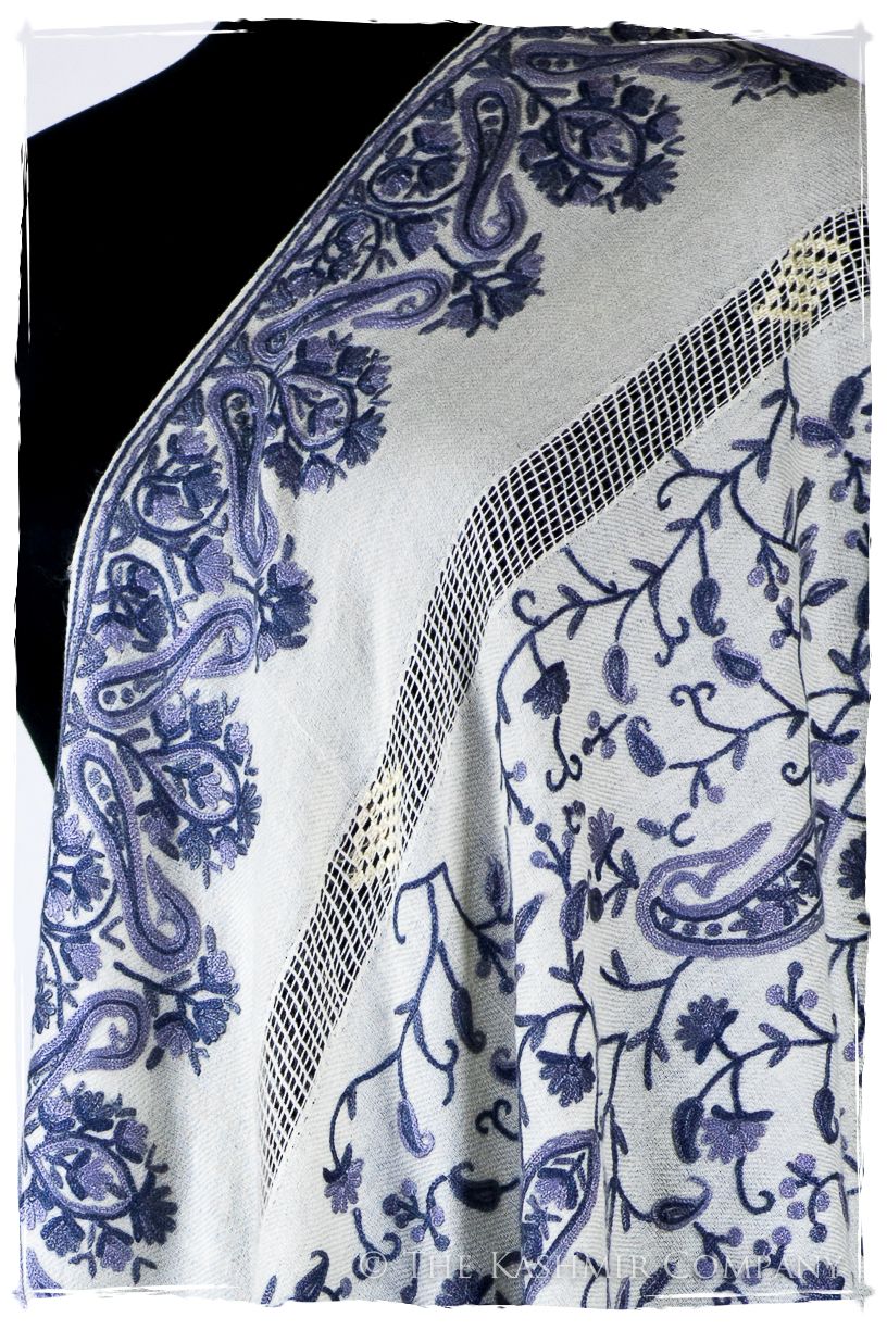 Broderie Française Adele Bleu Tirée Paisley Notre Dame Shawl