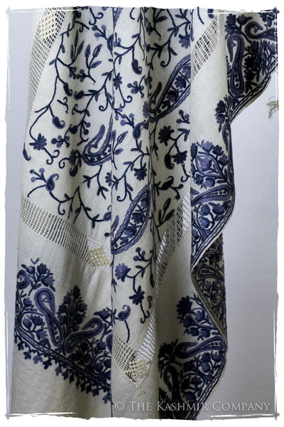 Broderie Française Adele Bleu Tirée Paisley Notre Dame Shawl