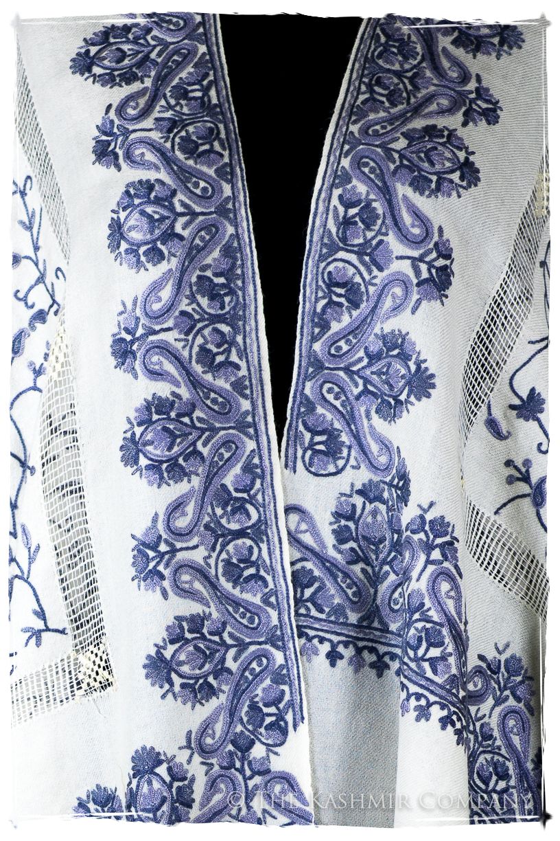 Broderie Française Adele Bleu Tirée Paisley Notre Dame Shawl