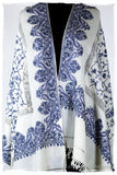 Broderie Française Adele Bleu Tirée Paisley Notre Dame Shawl