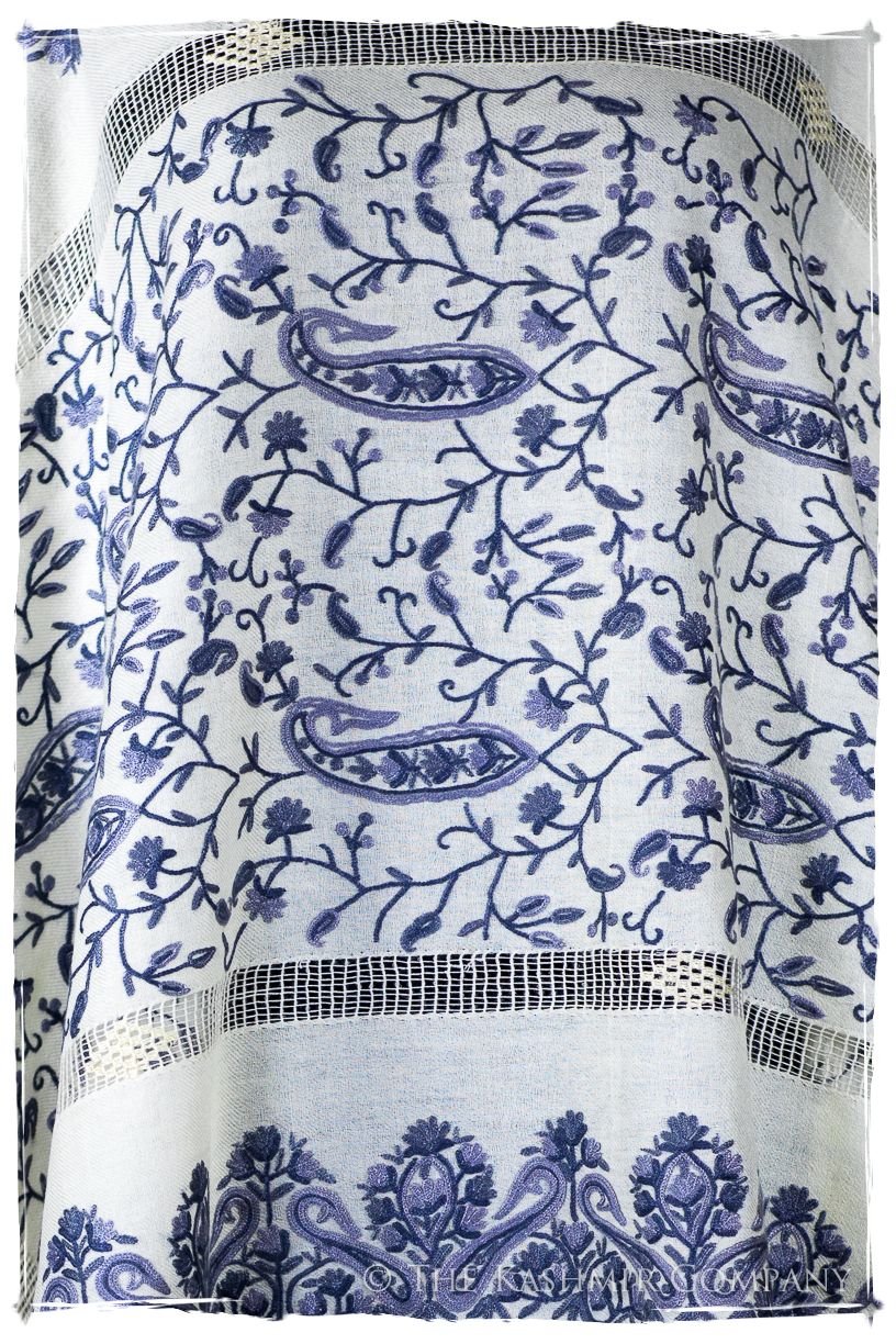 Broderie Française Adele Bleu Tirée Paisley Notre Dame Shawl