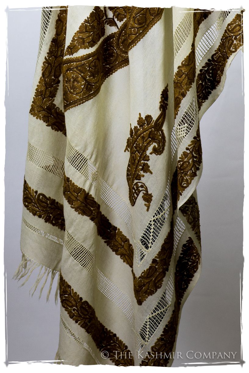Broderie à cordes tirées Tinsel Royale Paisley Ivorie Pauline Shawl