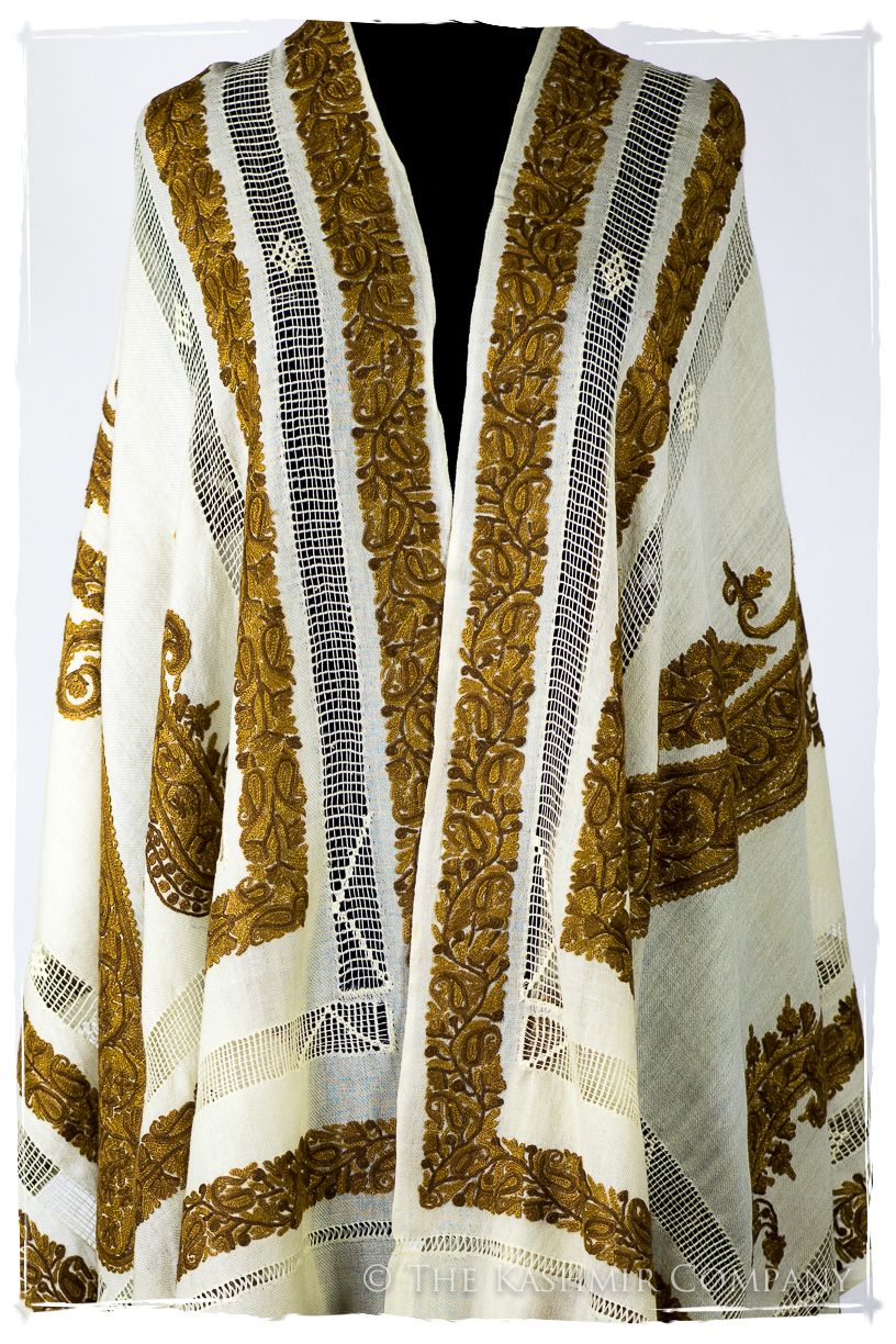 Broderie à cordes tirées Tinsel Royale Paisley Ivorie Pauline Shawl
