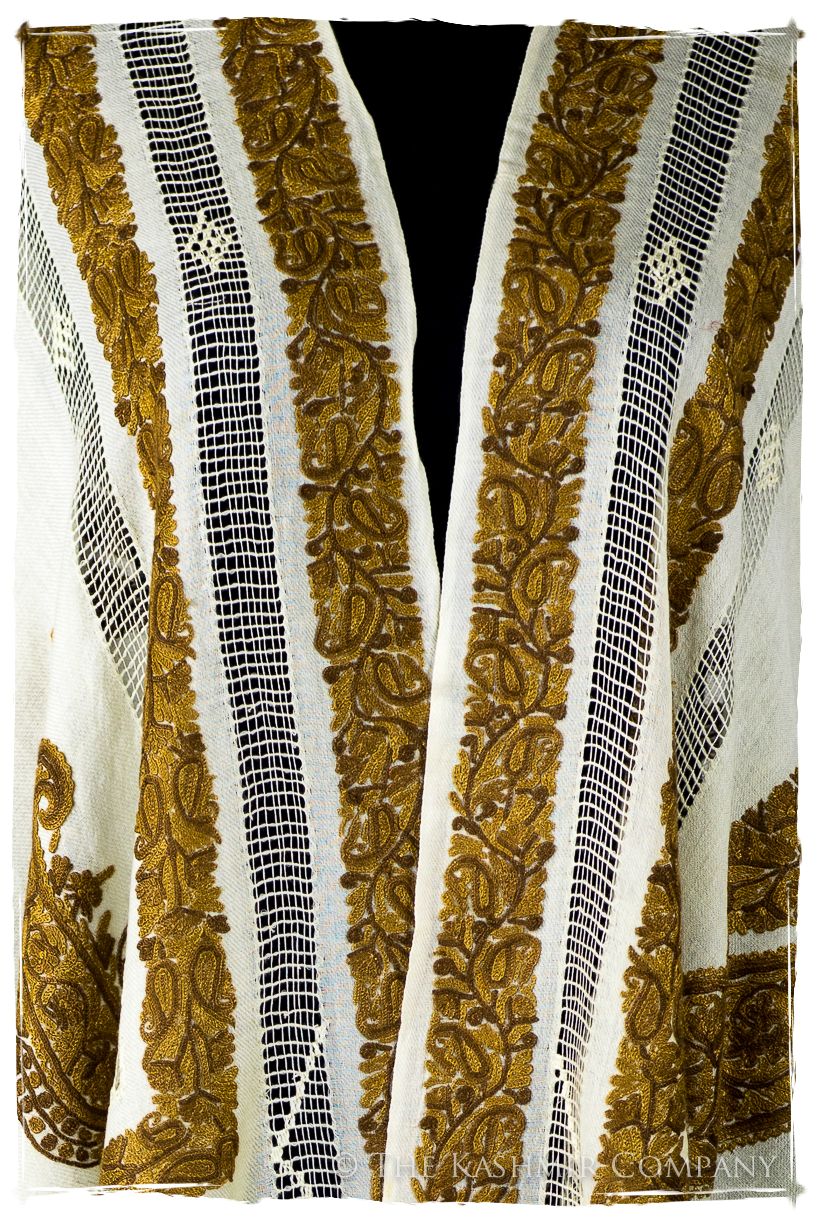 Broderie à cordes tirées Tinsel Royale Paisley Ivorie Pauline Shawl