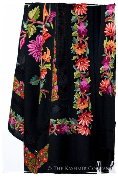 Broderie à cordes tirées Pari Jardin Noir Pauline Shawl