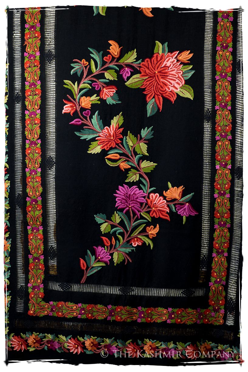 Broderie à cordes tirées Pari Jardin Noir Pauline Shawl