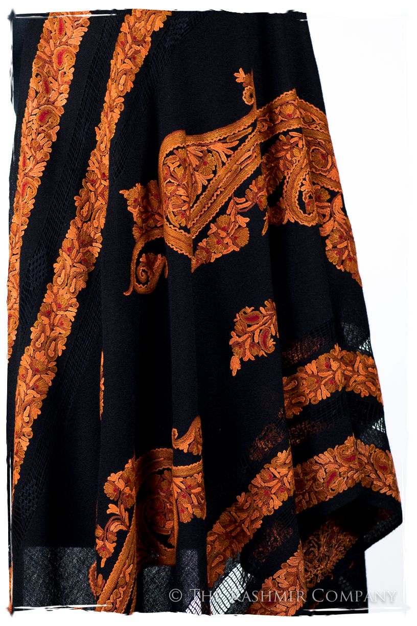 Broderie à cordes tirées r Adobe Royale Paisley Noir Pauline Shawl