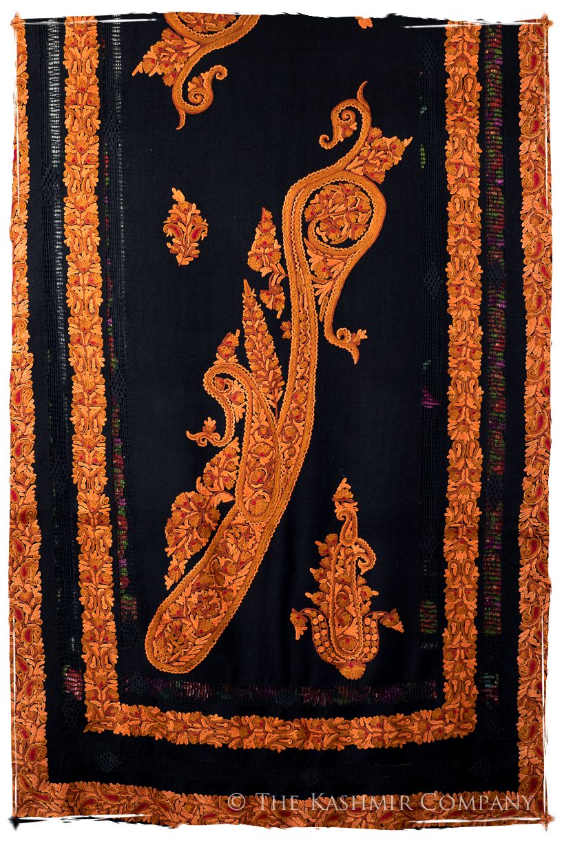 Broderie à cordes tirées r Adobe Royale Paisley Noir Pauline Shawl