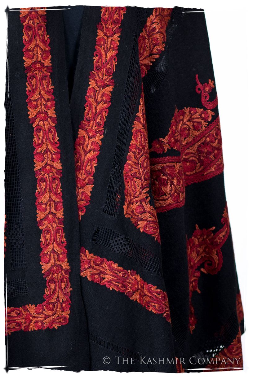 Broderie à cordes tirées r Rococo Royale Paisley Noir Pauline Shawl