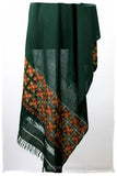 Broderie à cordes tirées Vert Trois Frontières Shawl