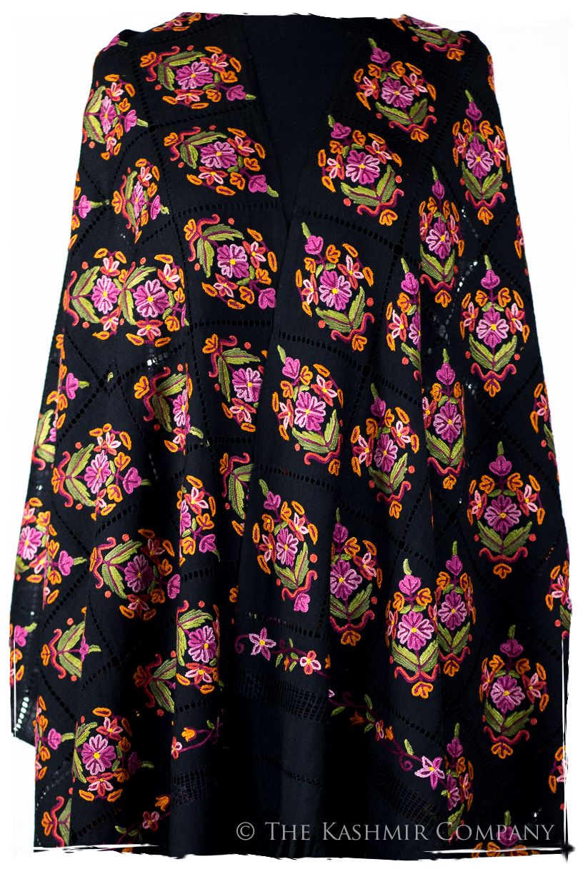 Les Nouvelles Fil Dessiné Iris Bouquet Noir Shawl