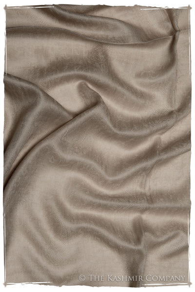 Jacquard Paisley Pashmina Taupe Cashmere Scarf