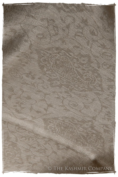 Jacquard Paisley Pashmina Taupe Cashmere Scarf