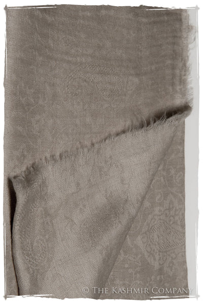 Jacquard Paisley Pashmina Taupe Cashmere Scarf