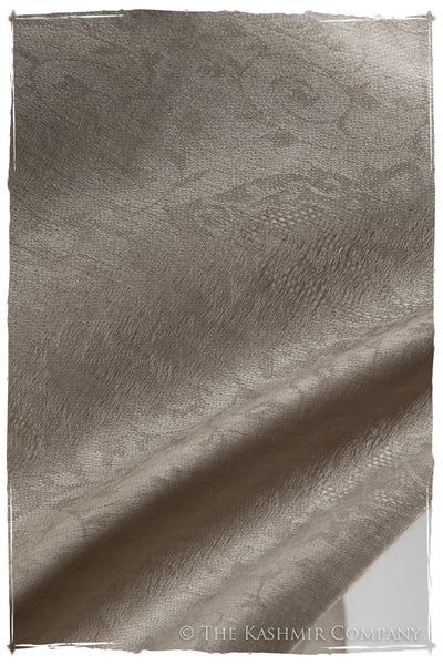 Jacquard Paisley Pashmina Taupe Cashmere Scarf