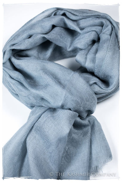 Jacquard Paisley Celestial Blue Cashmere Scarf