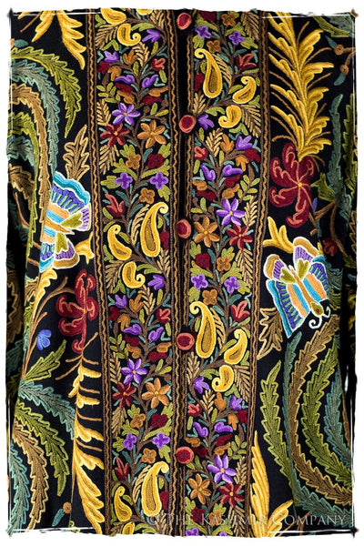 Française Magnifiqué des Papillons Orient Noir Renoir Wool Coat
