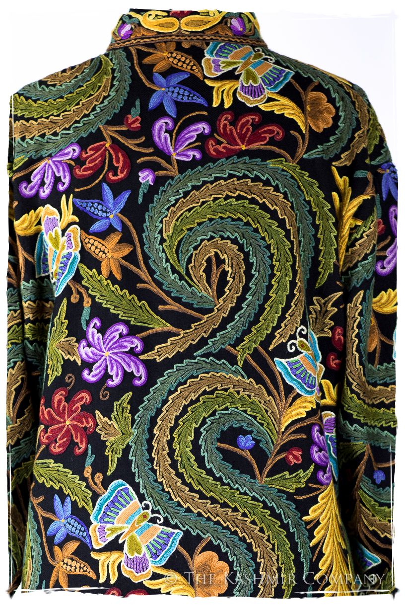 Française Magnifiqué des Papillons Orient Noir Renoir Wool Coat