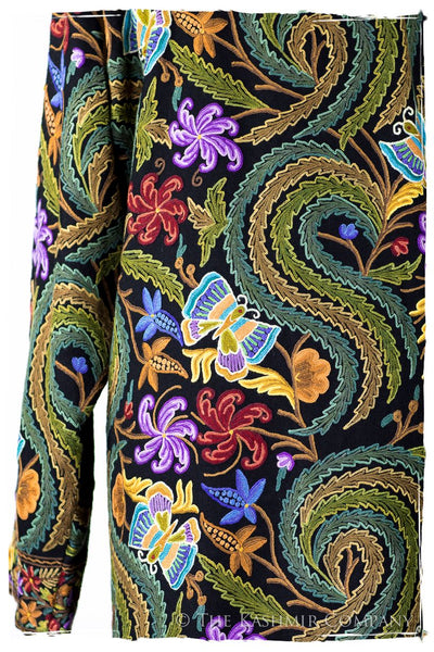 Française Magnifiqué des Papillons Orient Noir Renoir Wool Coat