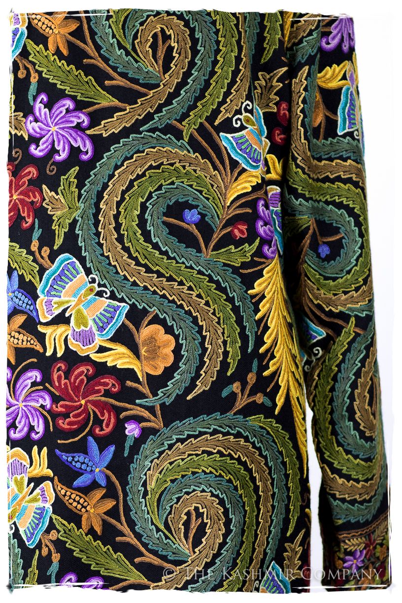 Française Magnifiqué des Papillons Orient Noir Renoir Wool Coat