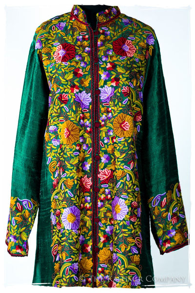 Française Mirabelle Paradis du'vert Renoir Silk Coat