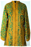 Française Emerald Gold d'orient Royalé Paisley Silk Coat